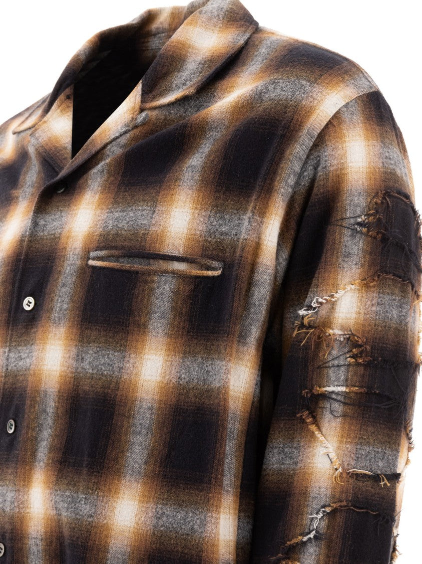 Undercover Plaid Check Shirt With Distressed Detailing