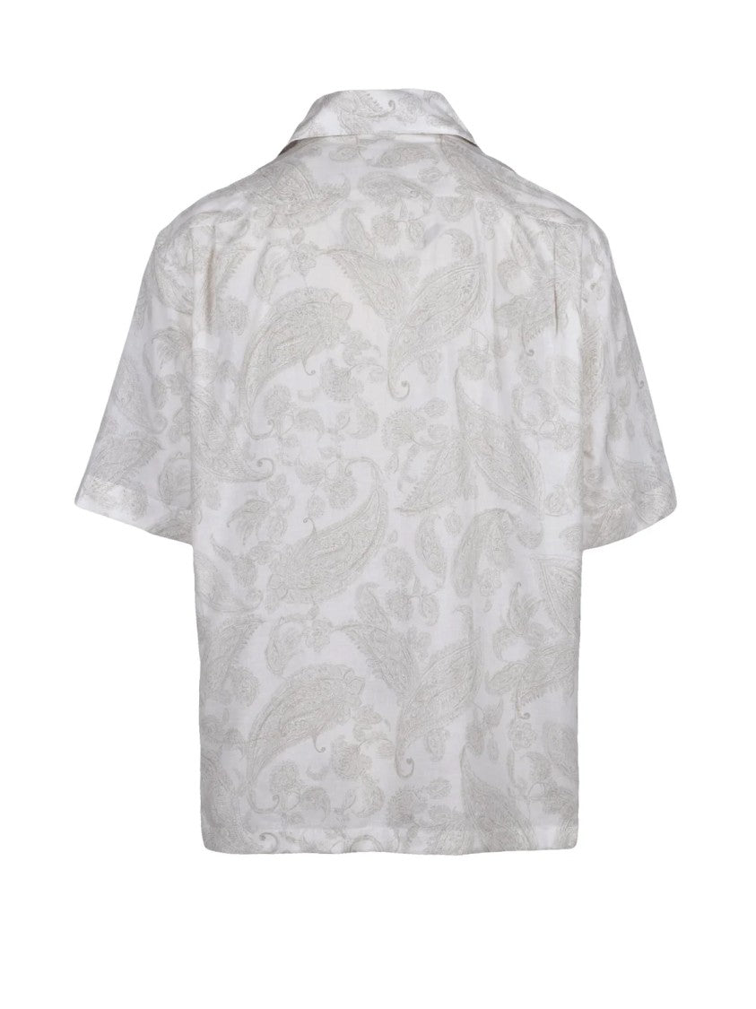 Eleventy White Beige Linen Cotton Shirt