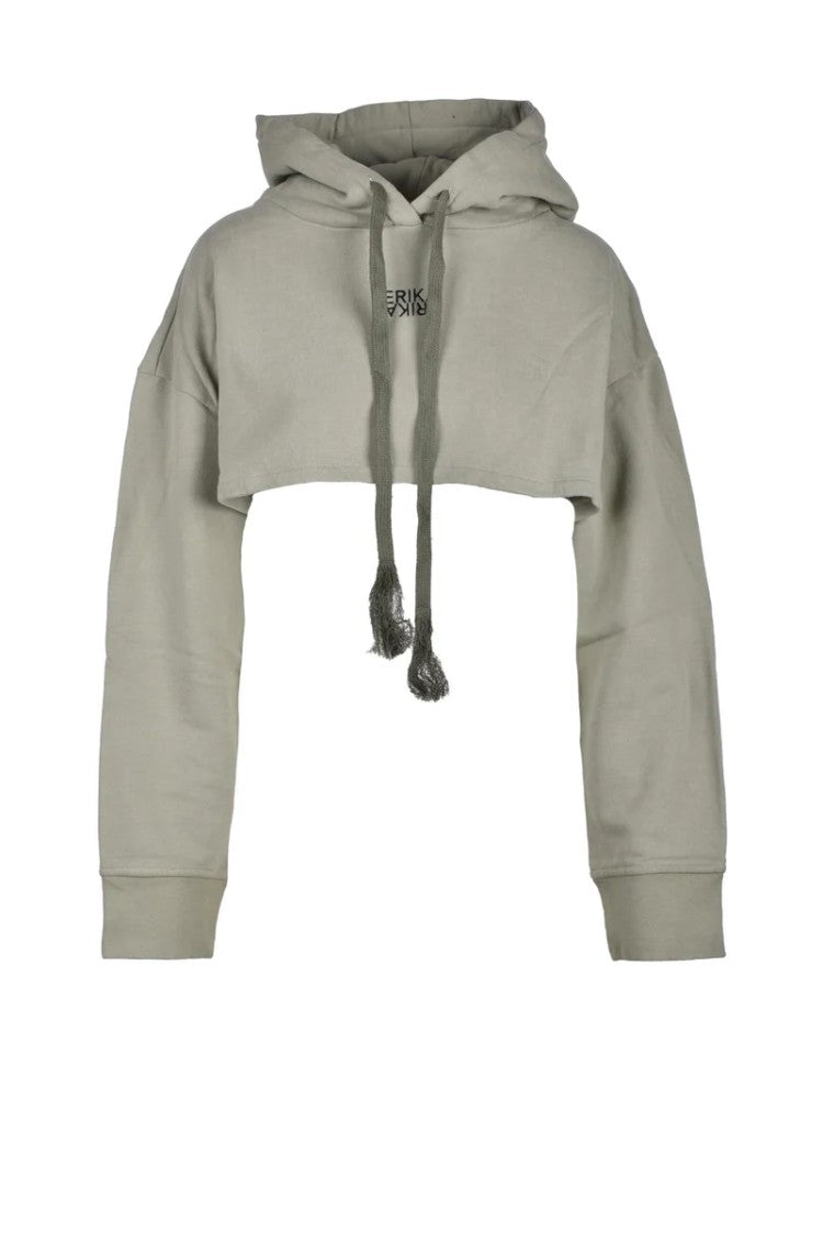 Erika Cavallini Sage Green Hooded Cotton Sweatshirt