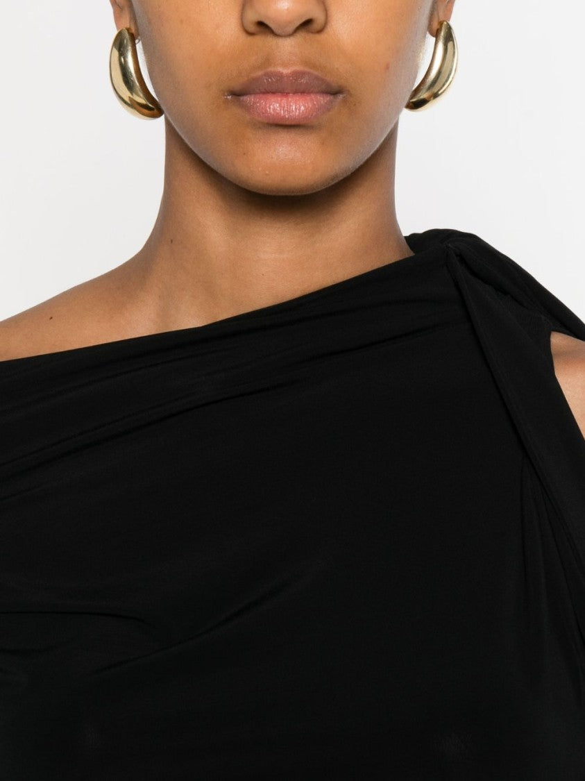 Jacquemus Black One Shoulder Draped Sleeveless Dress
