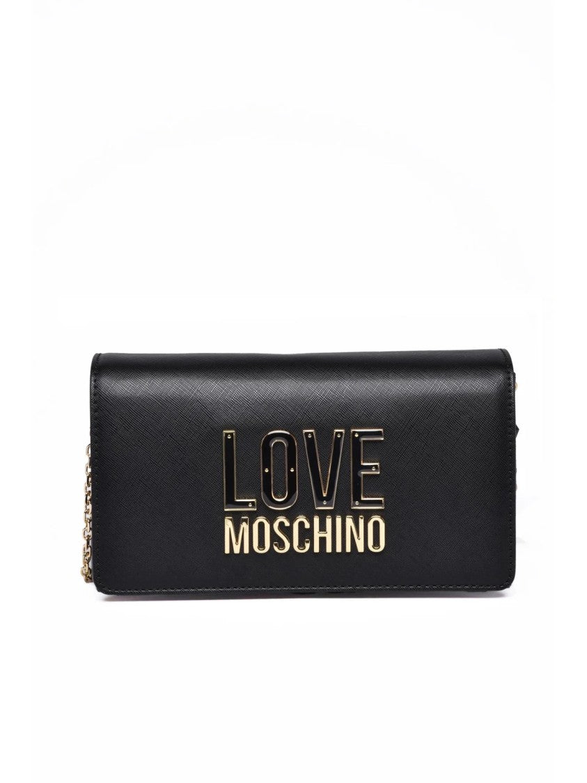 Love Moschino Black Polyurethane Saffiano Shoulder Bag