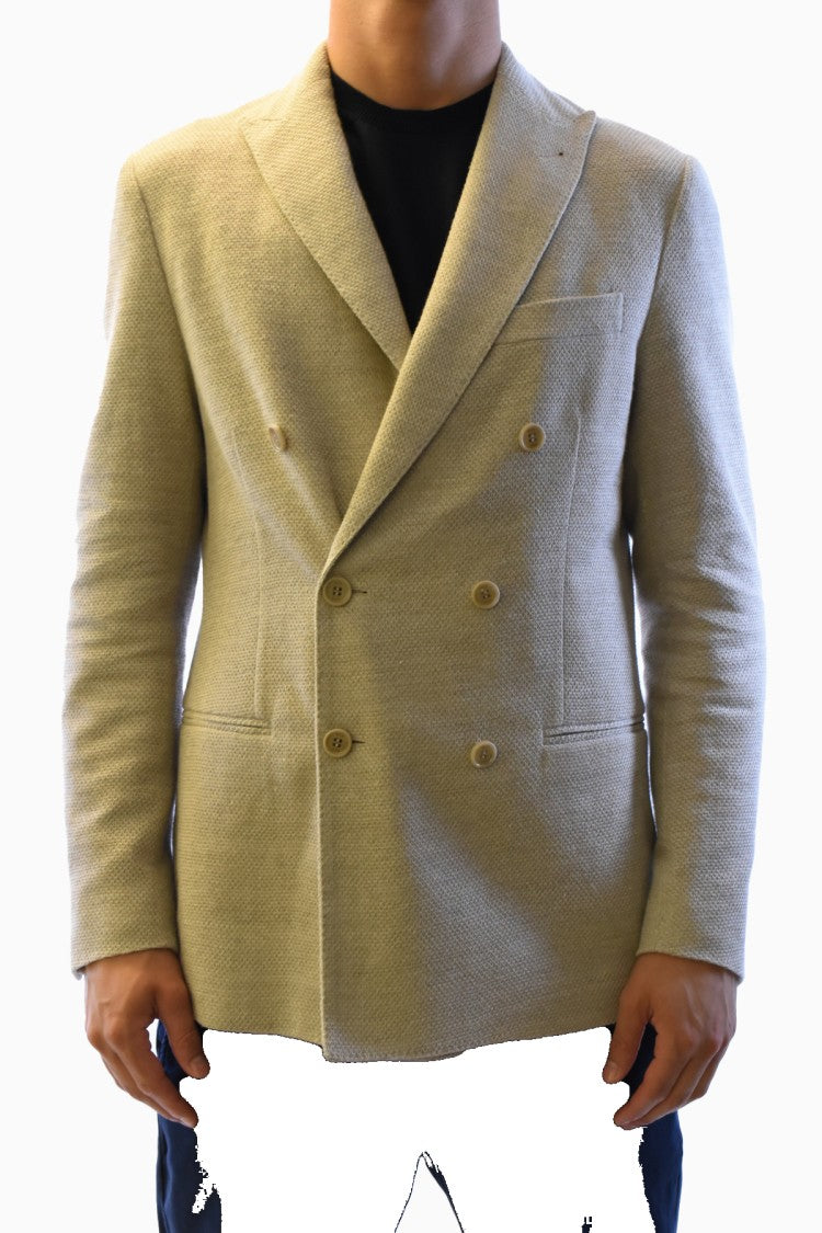 Fay Beige Wool-Blend Notch-Lapel Blazer