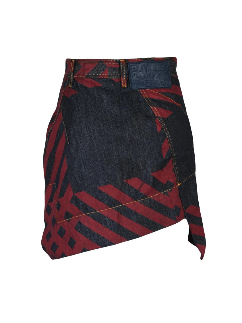 Vivienne Westwood Anglomania Mini Denim Skirt With Asymmetrical Hemline And Distinctive Infinity Design