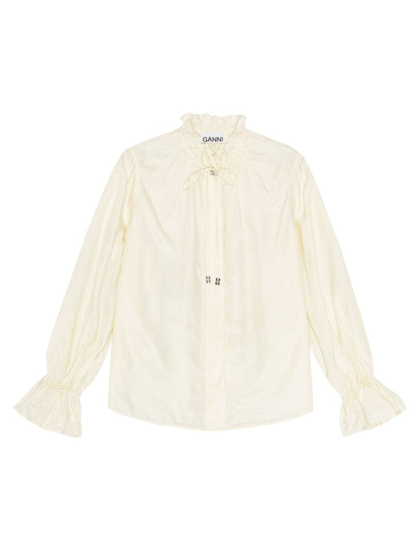 Ganni White Shirt With Delicate Bow