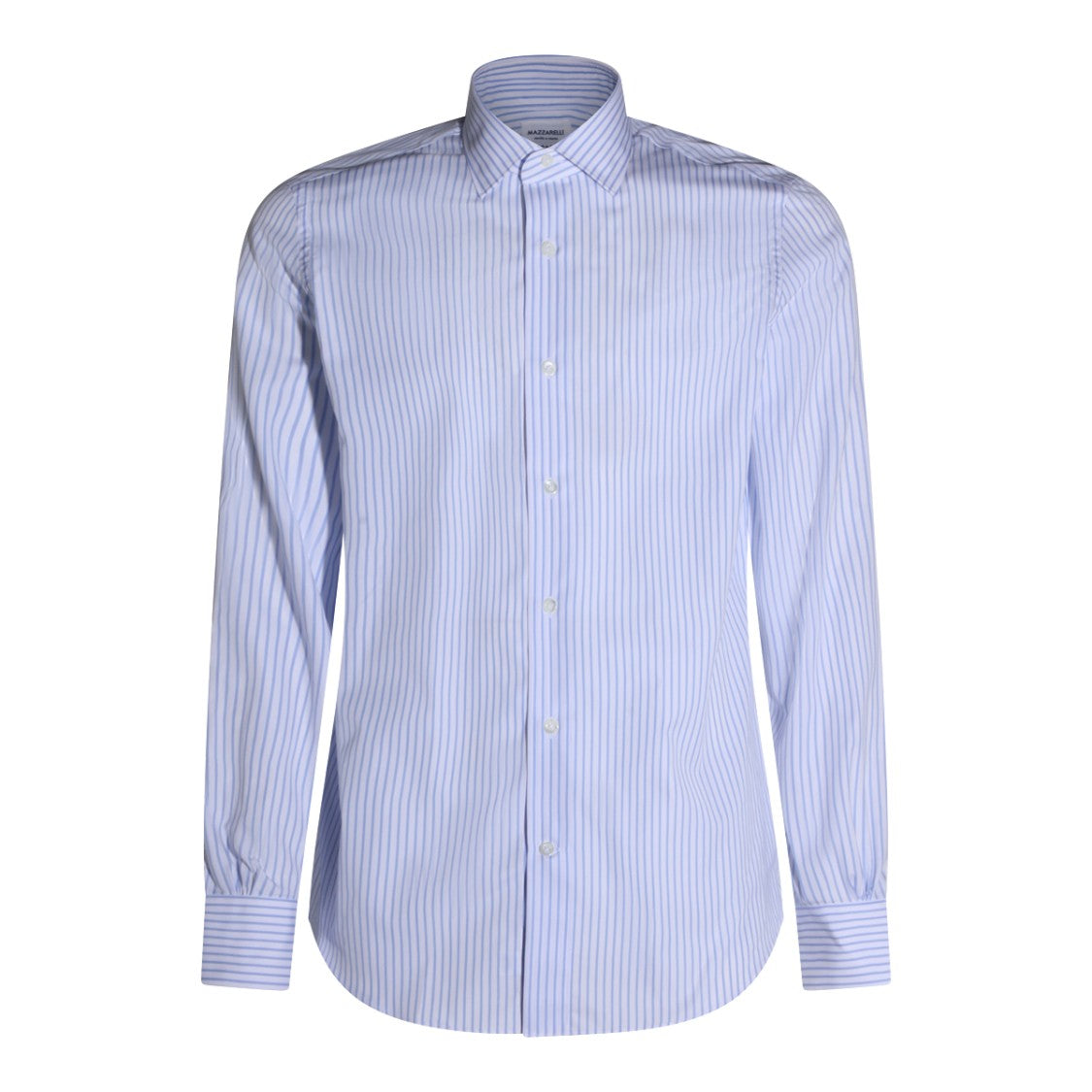 Mazzarelli Long-Sleeve Light Blue Striped Shirt With Button-Down Front