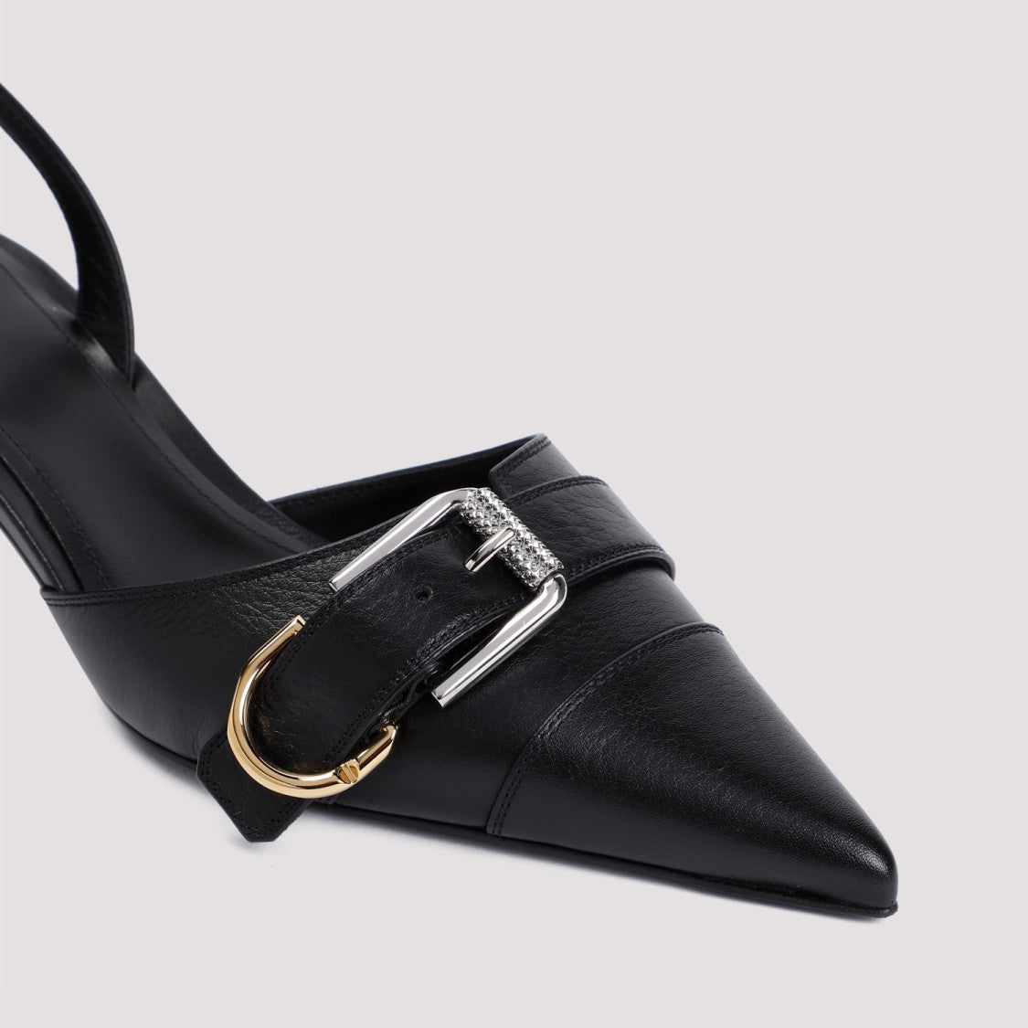 Givenchy Voyou 45Mm Slingback Black Bull Leather Sandals