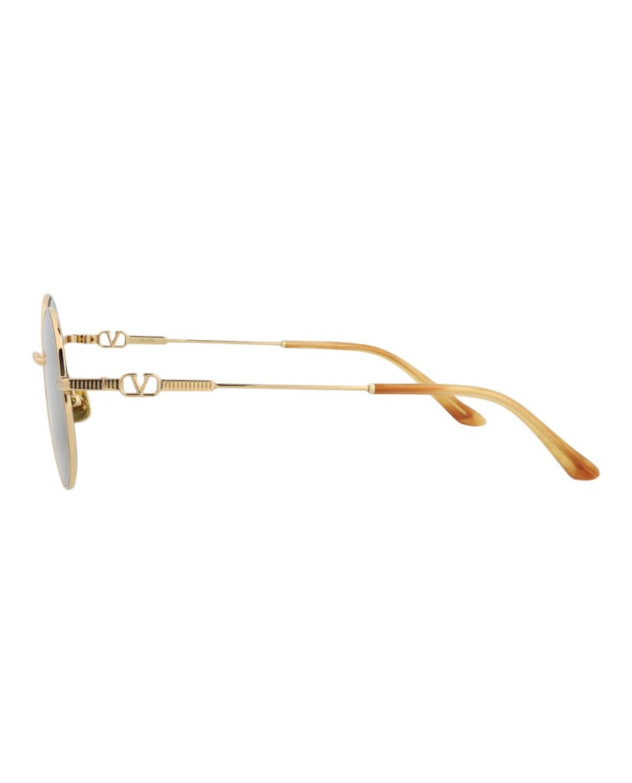 Valentino Round-Frame Metal Sunglasses