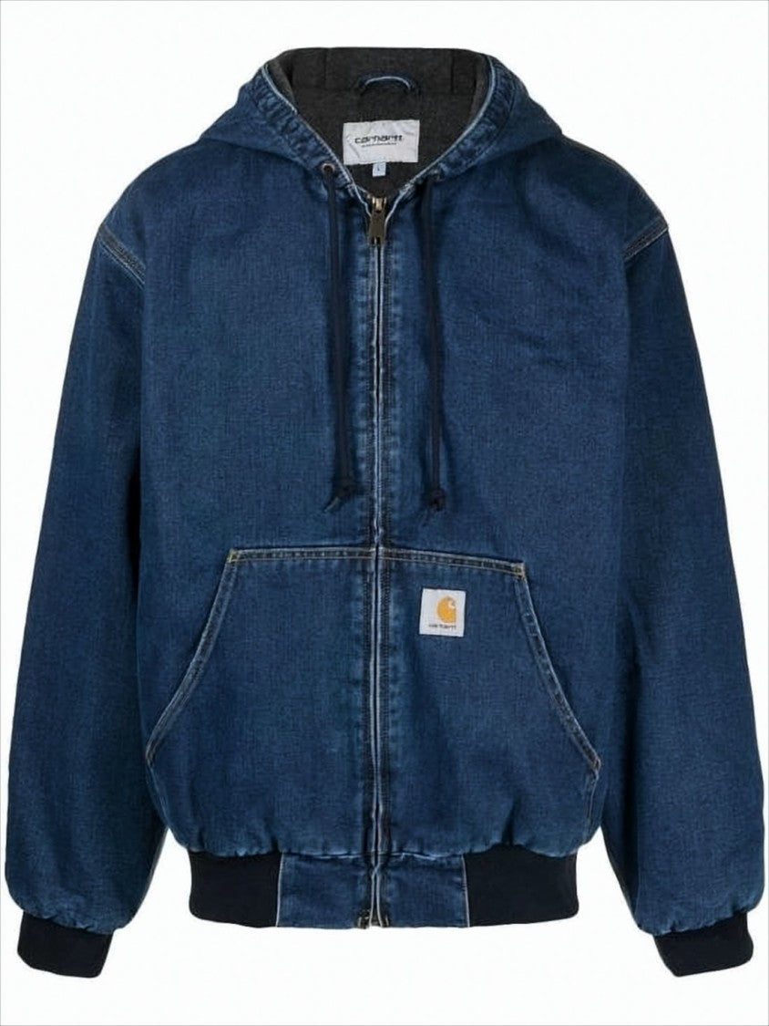 Carhartt Wip Hooded Denim Jacket With Relaxed Silhouette