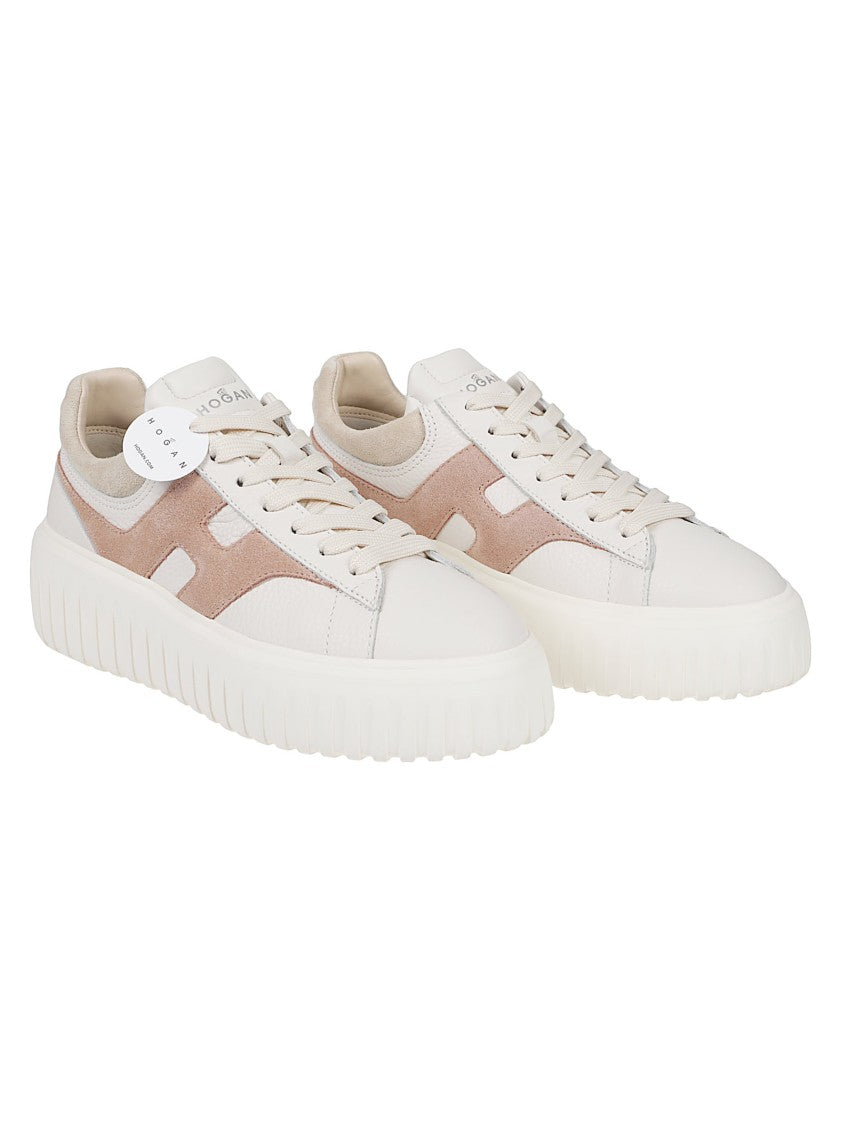 Hogan H-Stripes Calf Leather Suede Sneakers