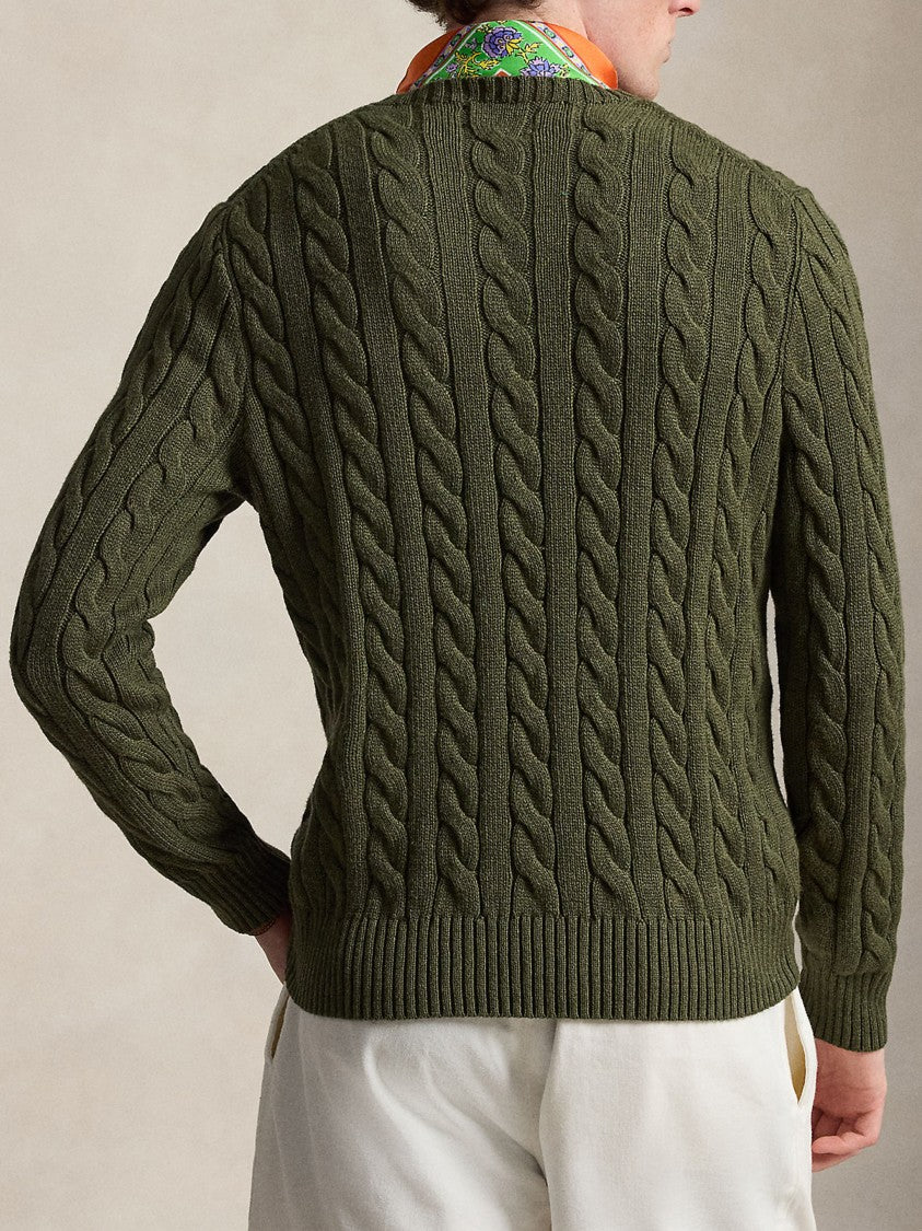 Polo Ralph Lauren Green Pullover Cable Knit Cotton Sweater