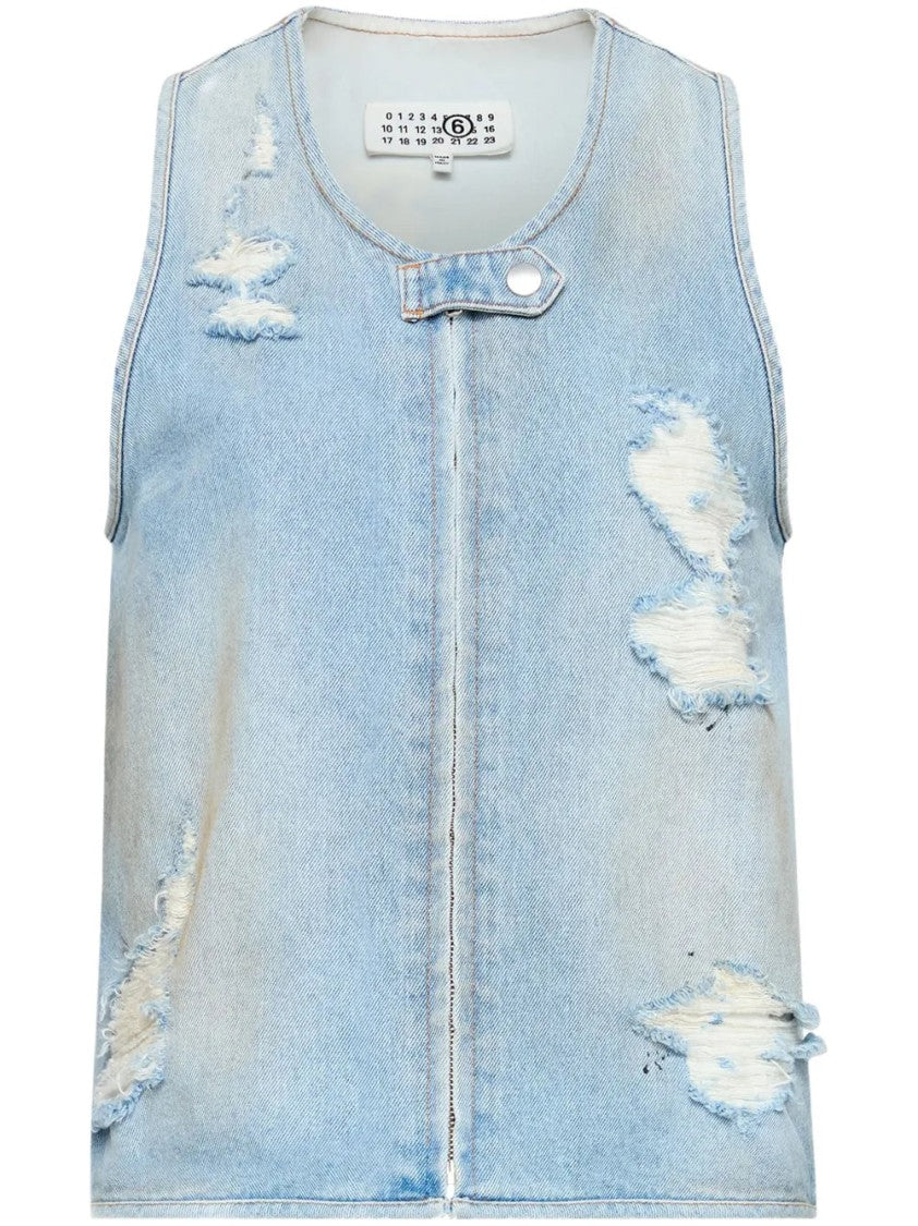 Mm6 By Maison Margiela Distressed Effect Waistcoat
