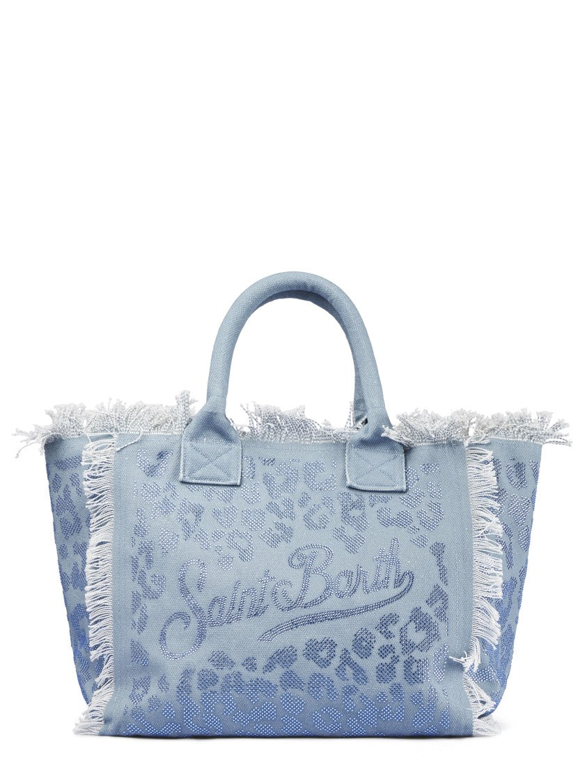 Mc2 Saint Barth Blue Vanity Cotton Fringed Shoulder Bag