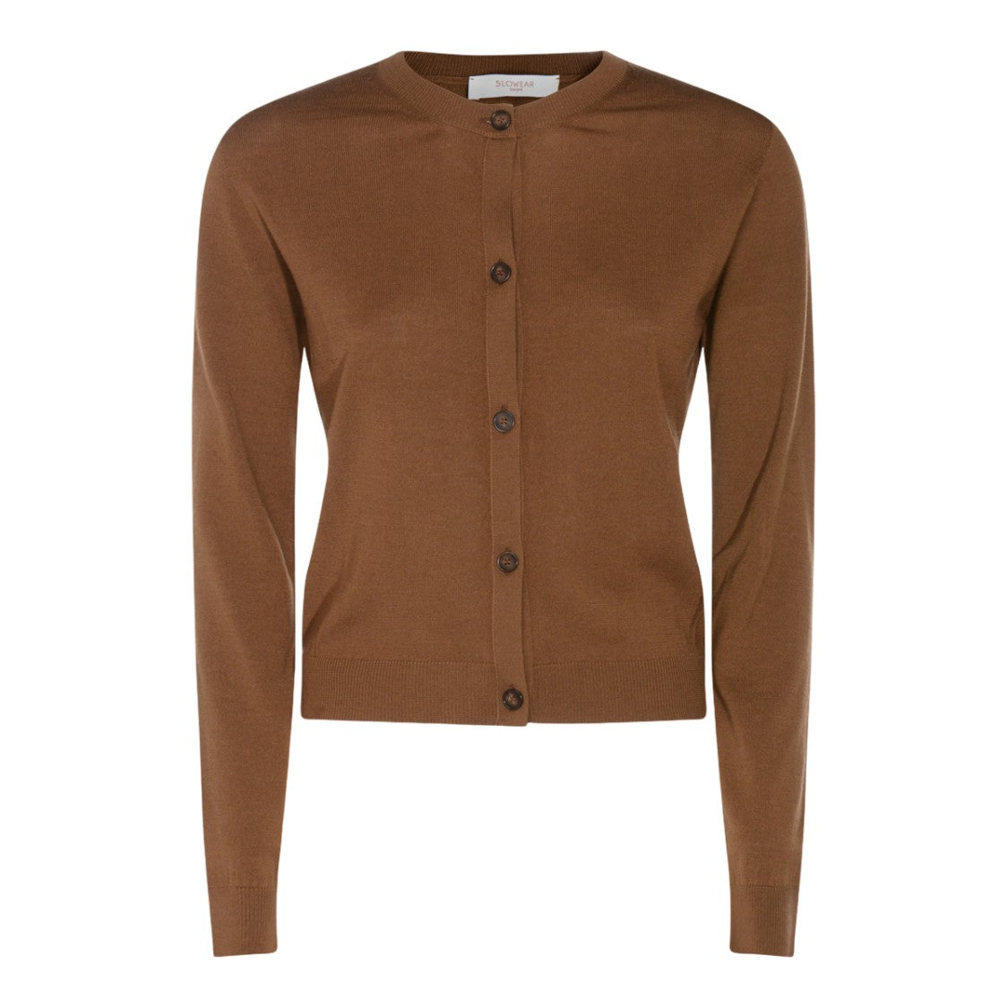 Zanone Fitted Brown Cardigan With Integrated Button Placket