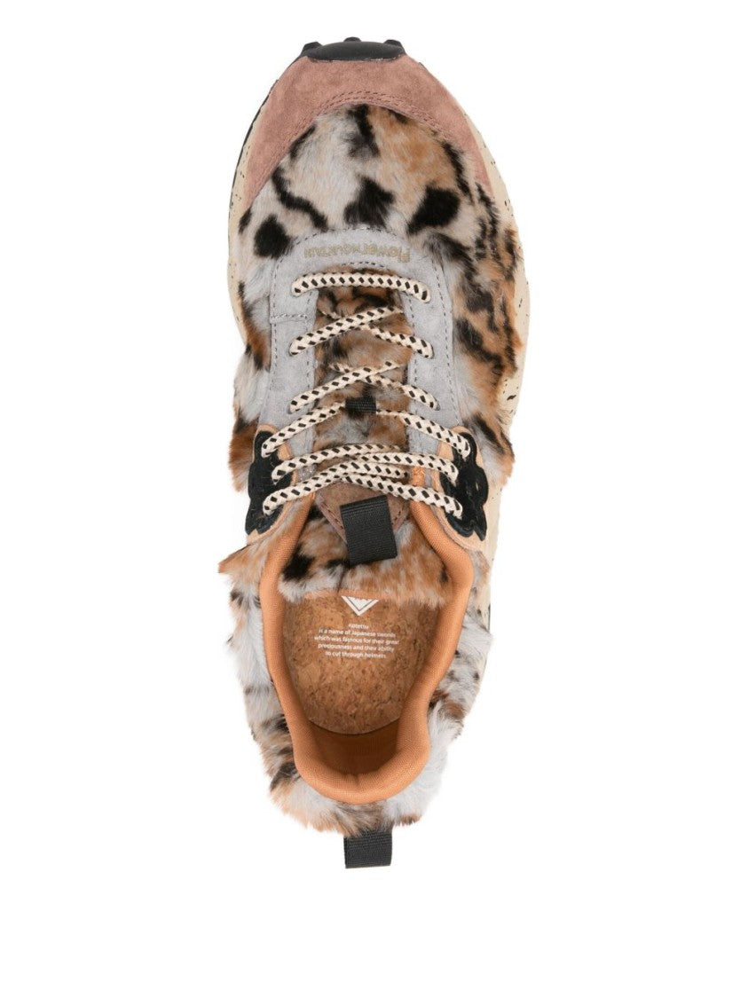 Flower Mountain Leopard Print Calfskin Sneakers With Sole