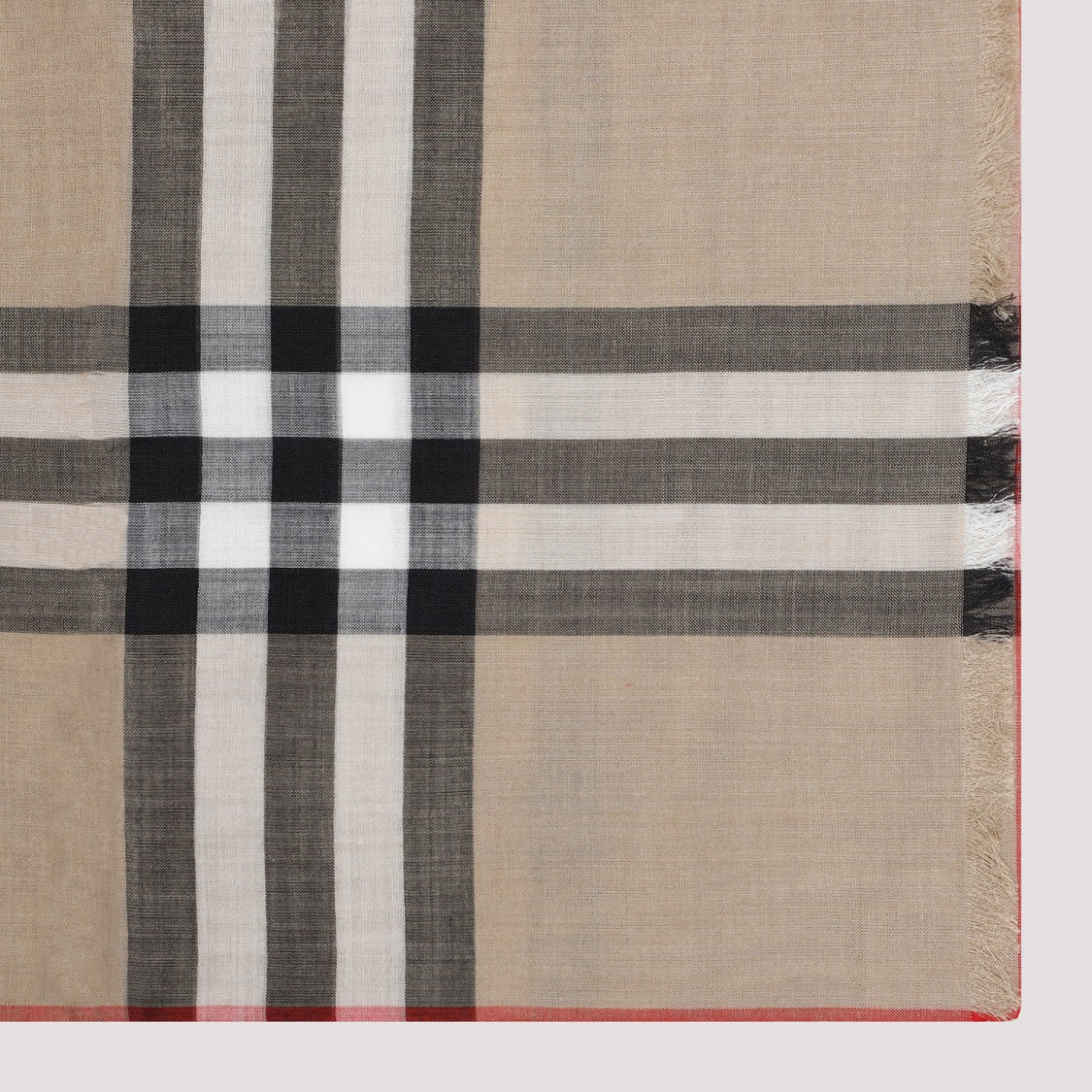 Burberry Beige Wool And Silk Check Scarf