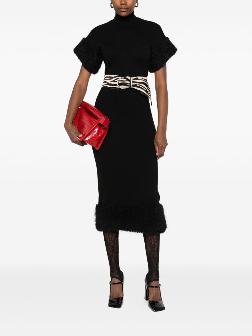 Moschino Black Wool Blend Midi Dress