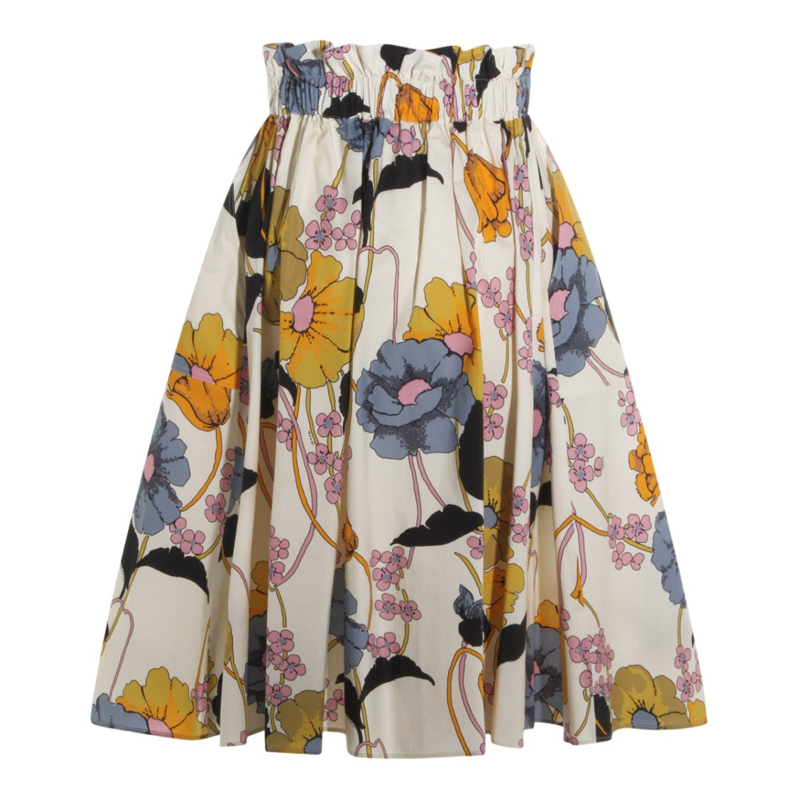 Marni Knee-Length Floral Print Skirt With Gathered Waistband