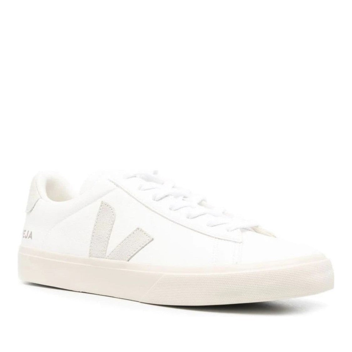 Veja Campo White Low-Top Textured Logo Leather Sneakers