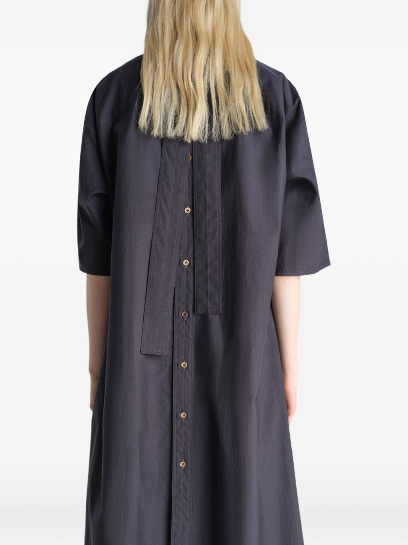 Lemaire Black Midi Oversized Tie Detail Dress