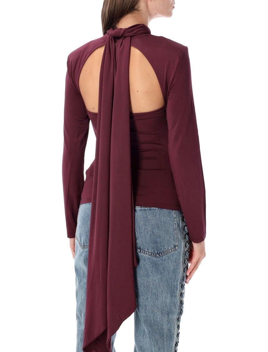 Rotate Long-Sleeved Scarf Scarf Detail Long-Sleeve Top