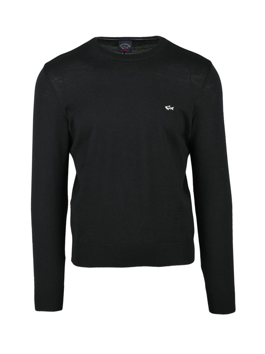 Paul & Shark Crew Neck Sweater In Fine Virgin Wool With Minimalist Design