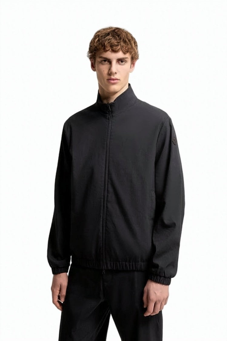 Moncler Minimalist Black Jacket With High Collar