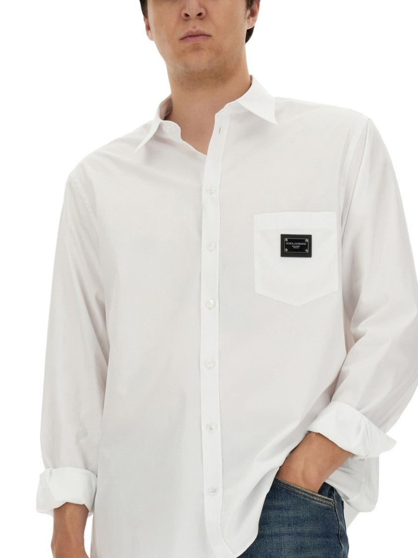 Dolce & Gabbana Camicia Con Placca Logo