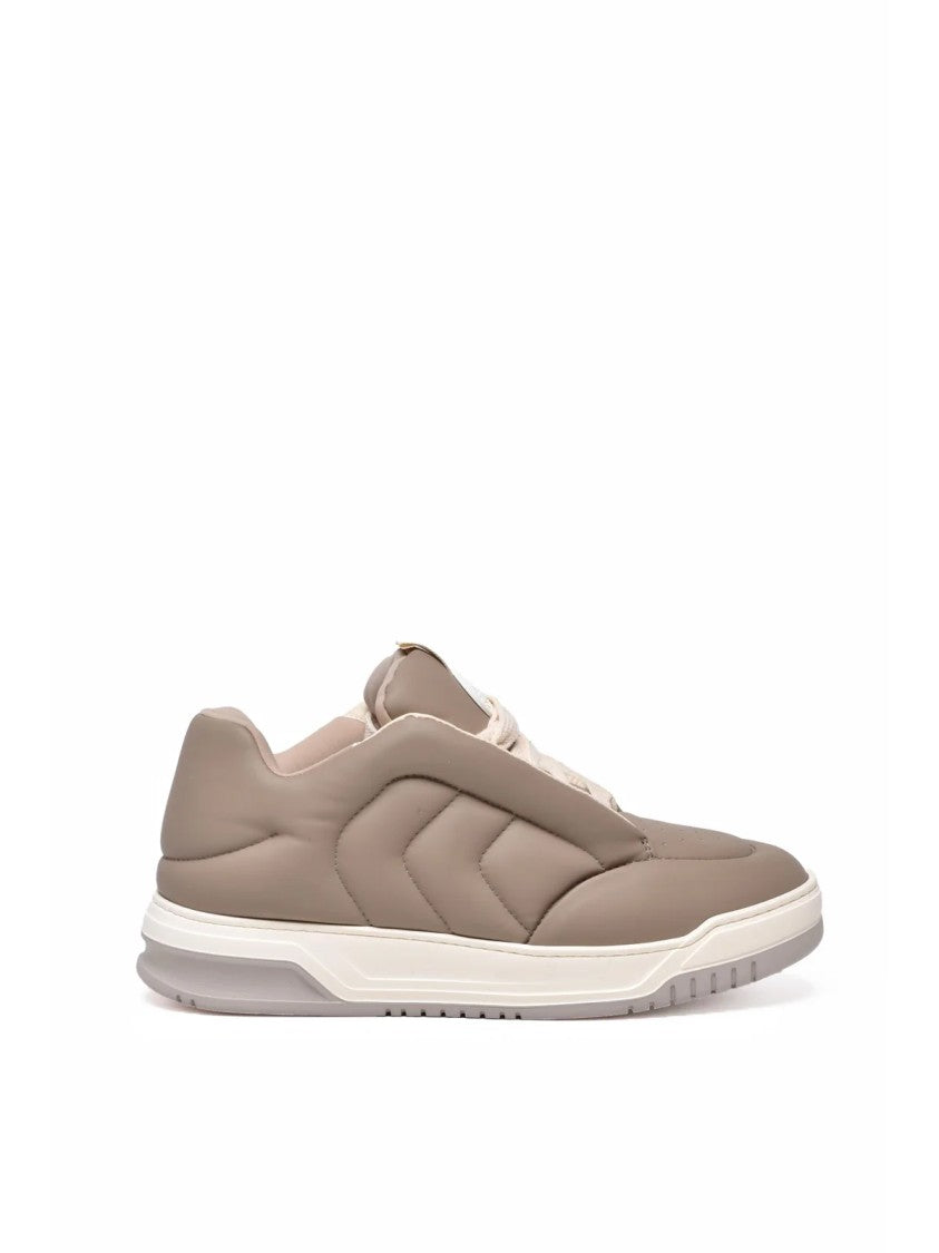Thoms Nicoll Taupe Leather High Puffy Sneakers