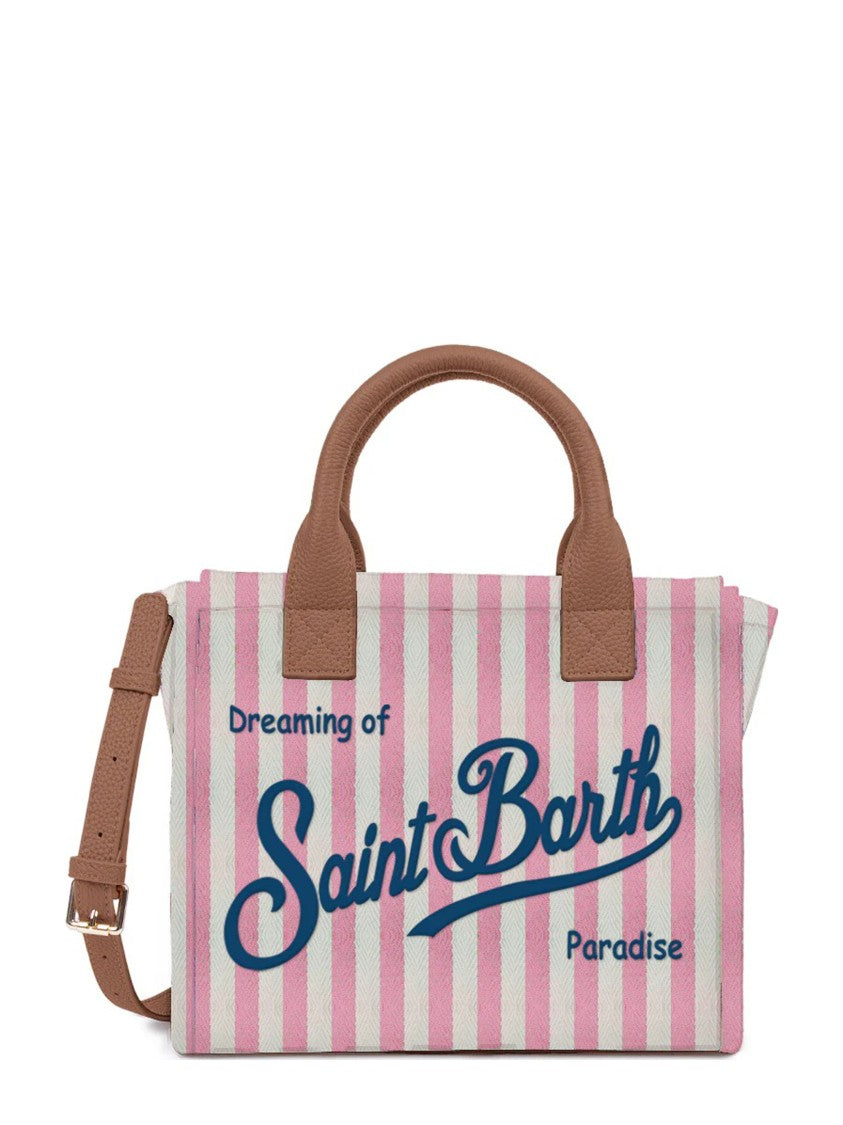 Mc2 Saint Barth Medium Striped Vanity Bag With Leather Accents