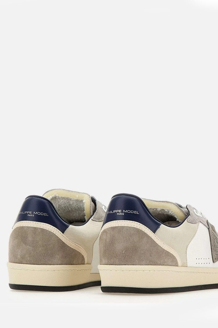 Philippe Model Beige Mixed Suede-And-Leather Panels Low-Top Sneakers
