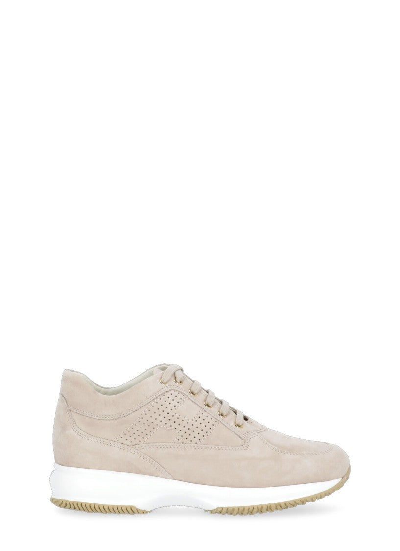 Hogan Beige Interactive Suede Perforated Sneakers