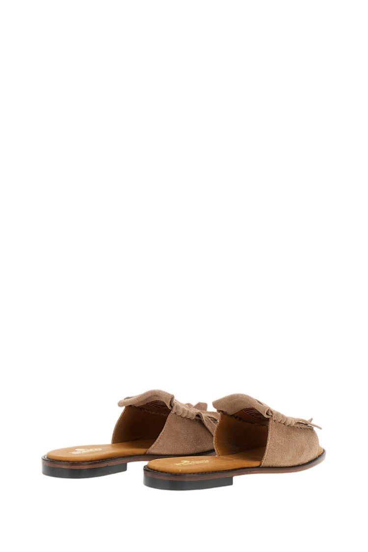 Sebago Fringed Suede Slip-On Sandals With Leather Footbed