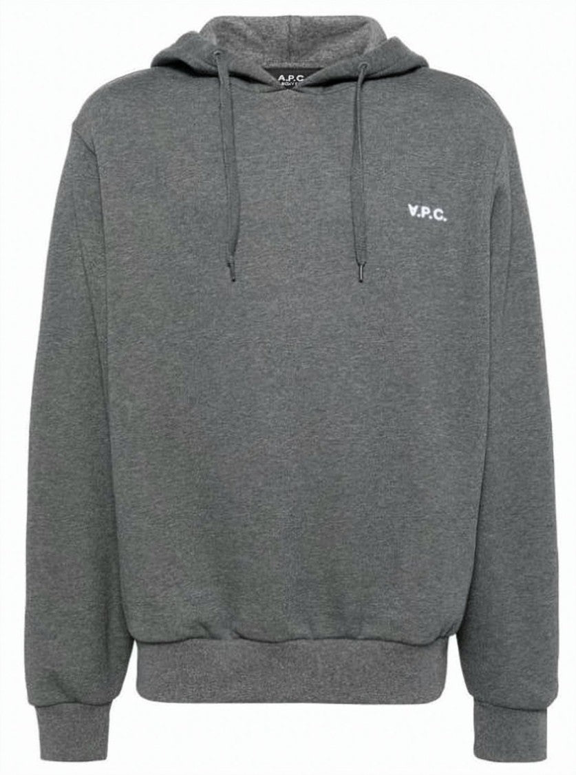 A.P.C. Minimalist Grey Hoodie With Drawstring And Ribbed Details