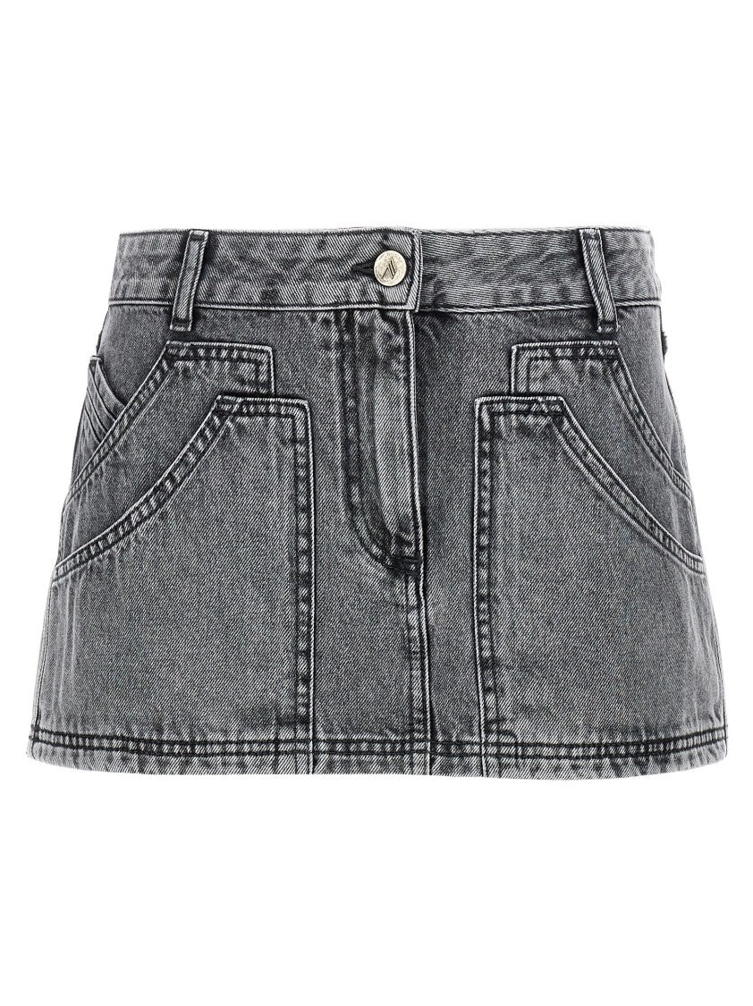 The Attico Multipocket Grey Denim Mini Skirt