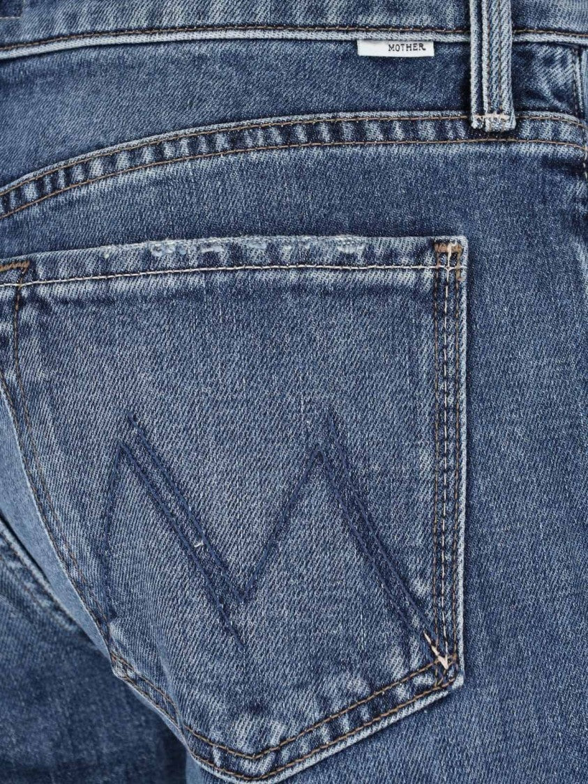 Mother Straight Jeans In Stretch Cotton Denim