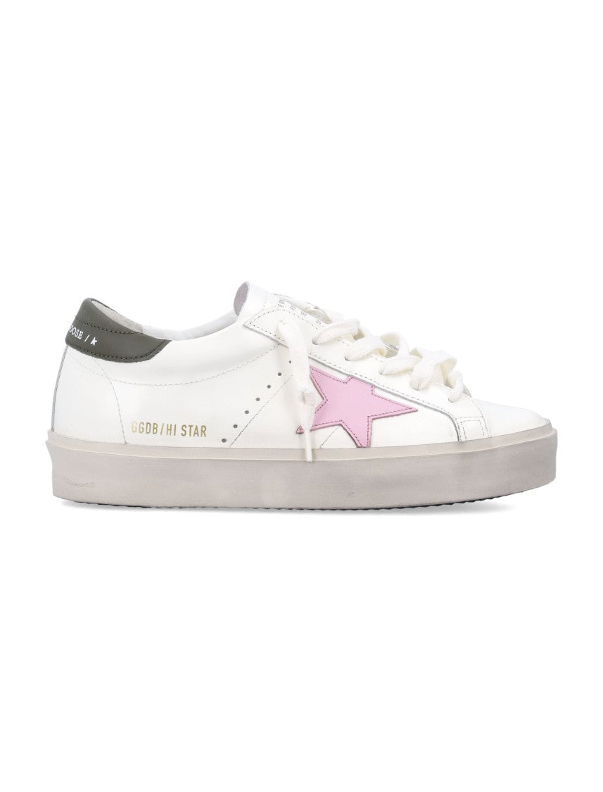 Golden Goose Hi Star Low-Top Sneakers In White Leather