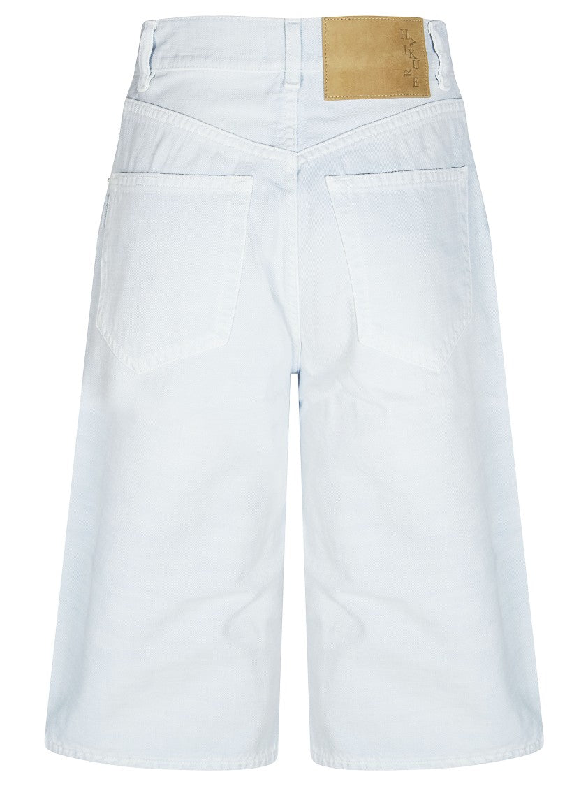 Haikure Light Wash Leather Patch Shorts