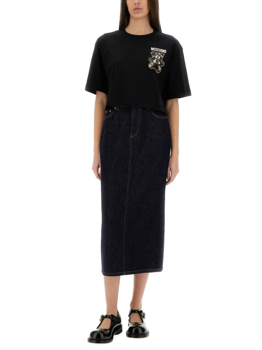 Moschino Classic High-Waisted Long Denim Skirt