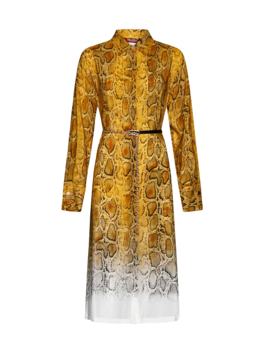 Max Mara Knee-Length Snake Print Shirt Dress