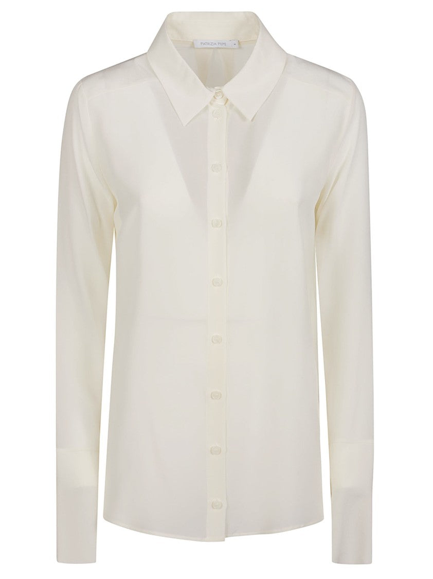 Patrizia Pepe Silk Long Sleeve Shirt With Pleated Back Detail