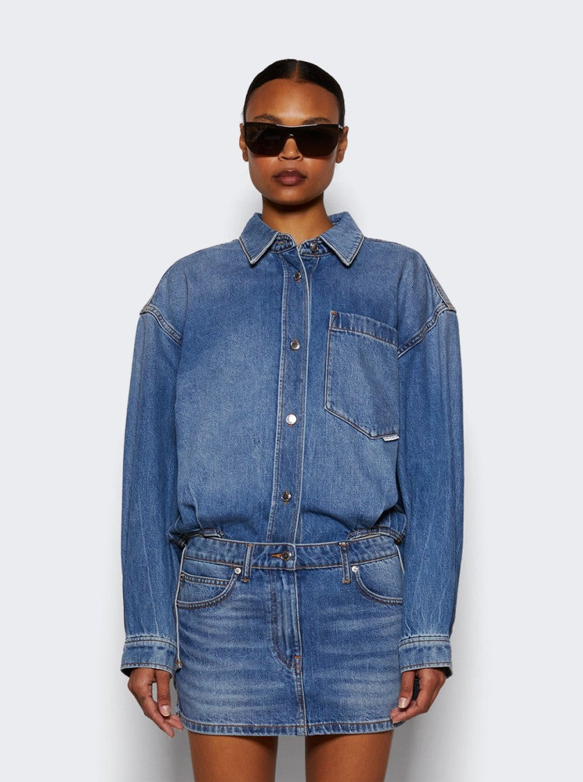 Alexander Wang Pre-Styled Denim Shirt Dress Vintage Light Indigo