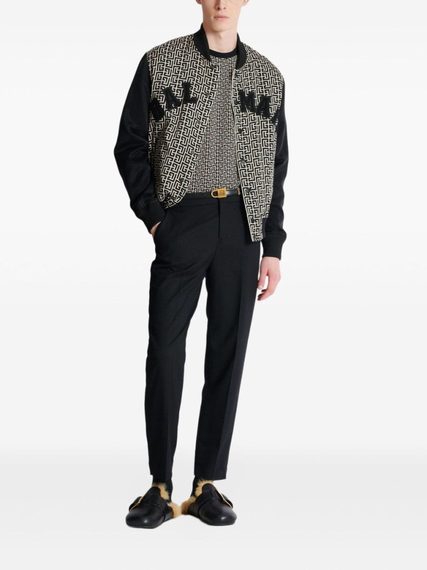 Balmain Geometric Pattern Silk And Nylon T-Shirt