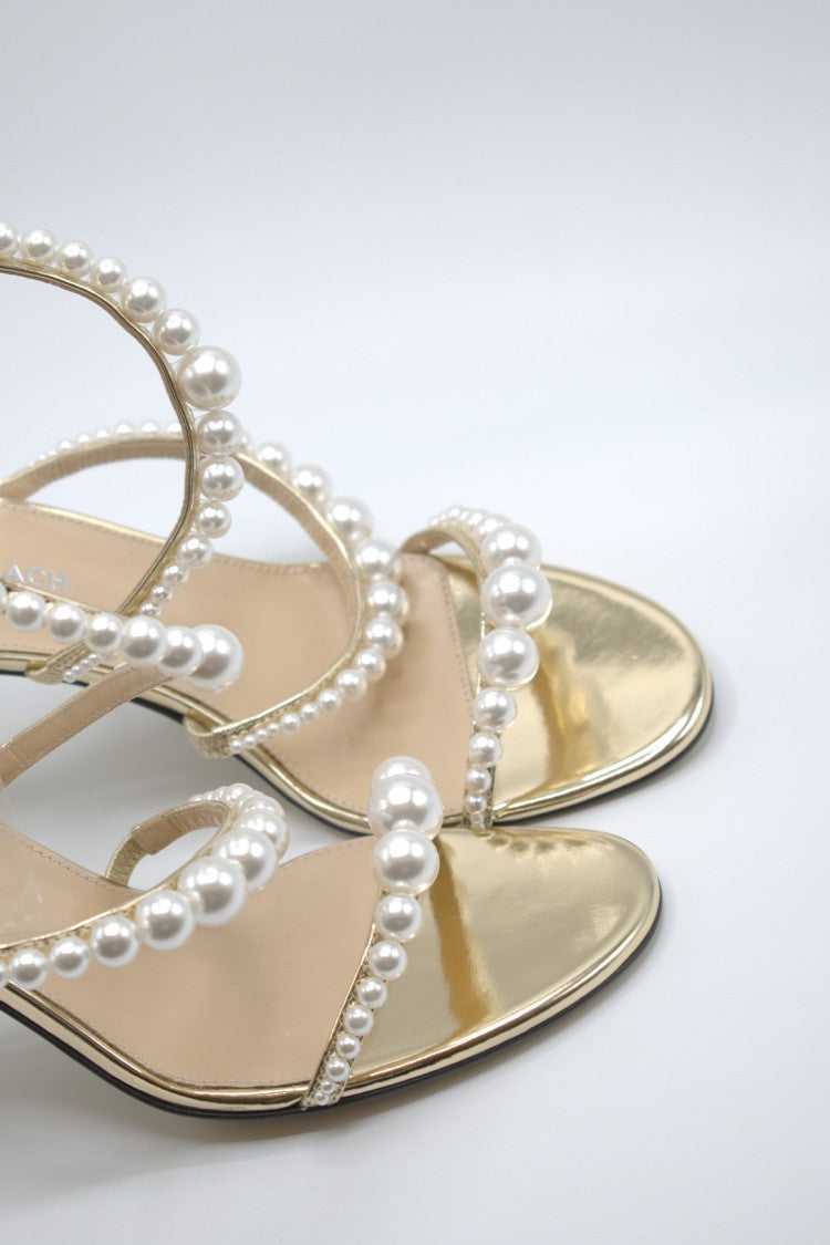 Mach & Mach Gold Leather Sandals