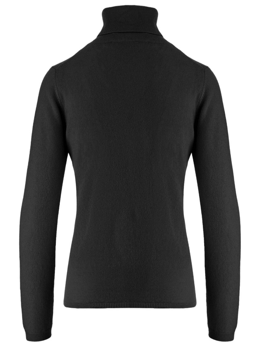 Allude Black Ribbed Turtleneck Cashmere Sweater