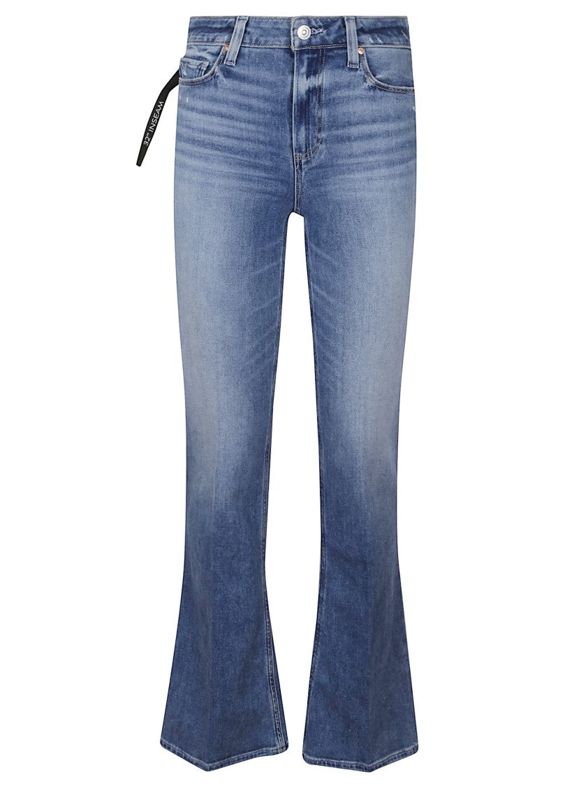Paige Flared Blue Jeans With High Waist