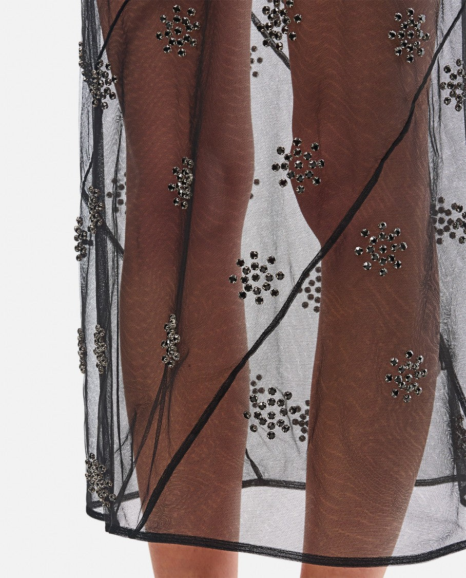 Simone Rocha Sheer Spiral Midi Skirt W/ Emb