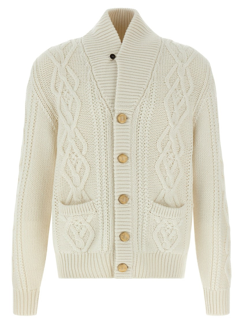 Brunello Cucinelli Cable Knit Cashmere Cardigan With Logo Buttons