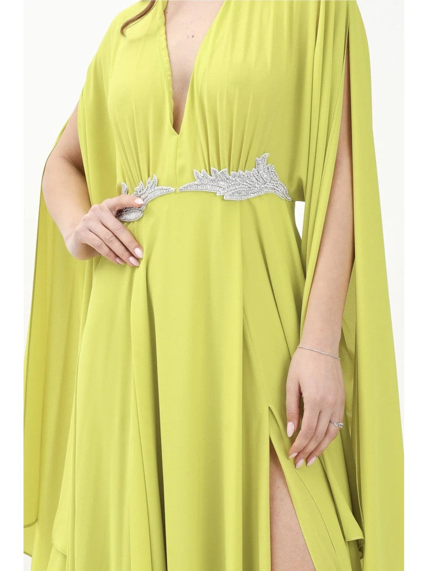Alma Sanchez Green Angera Polyester Long Dress