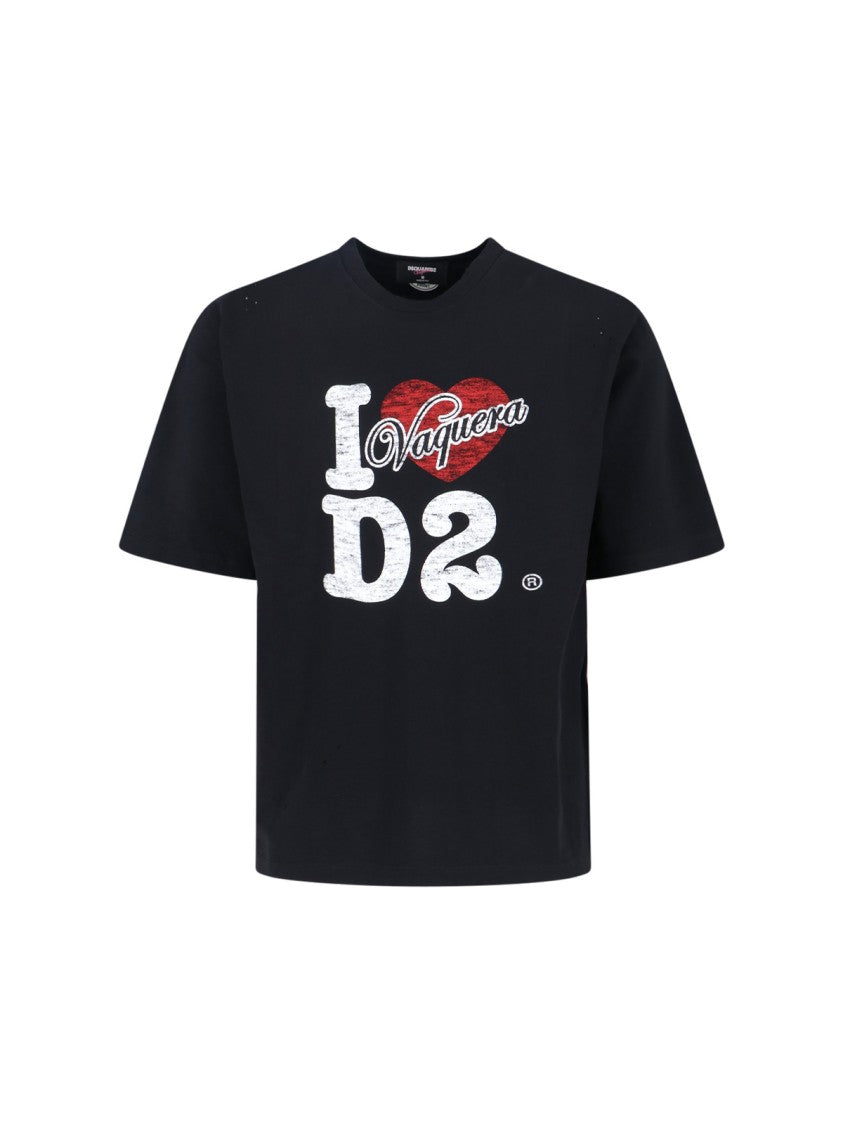 Dsquared2 Black Cotton Logo T-Shirt
