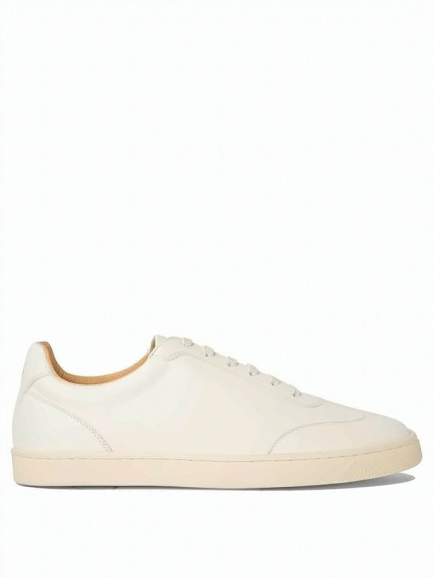 Brunello Cucinelli Minimalist Deerskin Leather Sneakers With Rubber Sole